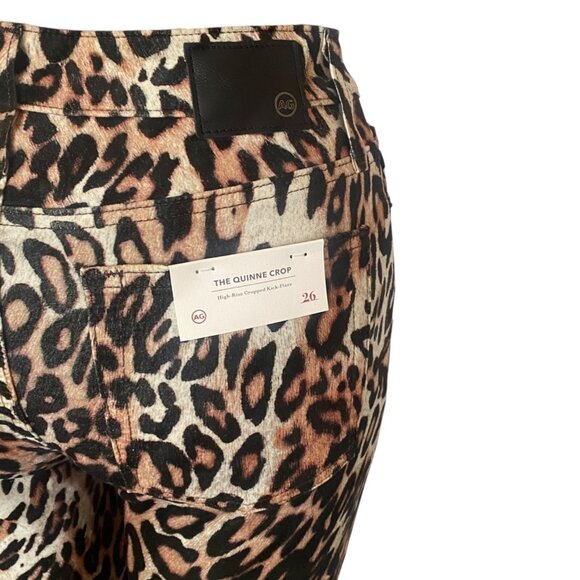 NEW AG Adriano Goldschmied Quinne High Waist Crop Flare Leg Pants Leopard Size26 - Picture 3 of 6